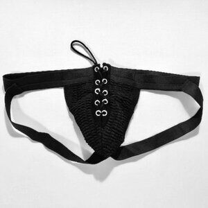 FIZX Mark by Undergear Solid Knit Lace-up Athletic Supporter/Jockstrap - Black